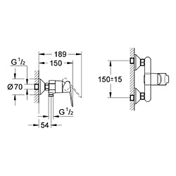 Mitigeur de douche BAUEDGE Eco click cartouche C2 - GROHE - 23560-000