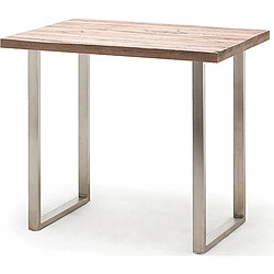 Pegane Table haute en acier et chêne cérusé - Longueur 120 x Hauteur 107 x Profondeur 80 cm