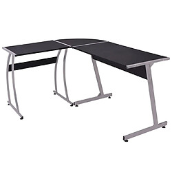 Maison Chic Bureau solide,Table de travail,Bureau d'ordinateur d'angle en forme de L Noir -GKD80594