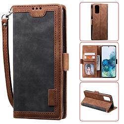 Etui en PU épissage vintage avec support gris pour votre Samsung Galaxy S20