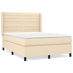 vidaXL Sommier à lattes de lit avec matelas Crème 140x190 cm Tissu