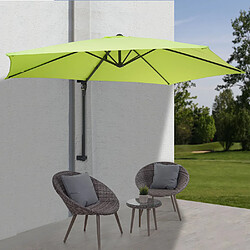 Decoshop26 Parasol mural pour balcon terrasse avec mât inclinable 3m polyester aluminium/acier 9kg couleur vert citron 04_0005633