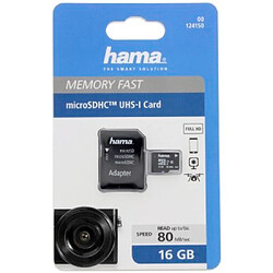 Hama Micro SDHC 16 GB classe 10 UHS-I 80 MB/s + adaptateur/photo