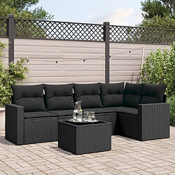 Maison Chic Salon de jardin 6 pcs avec coussins | Ensemble de Table et chaises | Mobilier d'Extérieur noir résine tressée -GKD75706