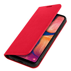 Avizar Étui Galaxy A20e Folio Cuir Véritable Porte cartes Support Vidéo rouge