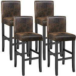 Tectake Lot de 4 chaises de bar - marron foncé