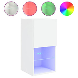 Maison Chic Meuble TV avec lumières LED, Banc TV pour salon, Meuble de rangement blanc 30,5x30x60 cm -GKD49047