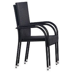 Maison Chic Lot de 2 Chaises empilables d'extérieur Résine tressée Noir -GKD35272