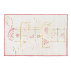 Vente-Unique Tapis enfant marelle - 100 x 150 cm - beige, rose et lurex doré - FUNNY