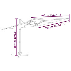 vidaXL Parasol cantilever à double toit Vert 400x300 cm pas cher