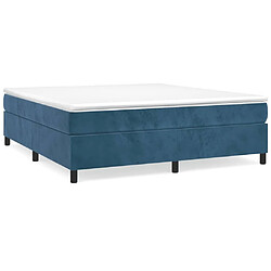 Maison Chic Lit Adulte - Lit simple Lit à sommier tapissier et matelas moelleux - Meuble de Chambre - Bleu foncé 200x200cm Velours -MN41905