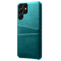 Coque en TPU + PU anti-rayures avec porte-cartes vert pour votre Samsung Galaxy S22 Ultra 5G