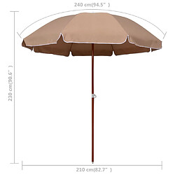 Acheter vidaXL Parasol de jardin avec mât en acier 240 cm taupe