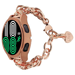 Bracelet en métal avec pendentif coeur, or rose pour votre Huawei Watch GT3 42mm/Samsung Galaxy Watch 4/4 Classic 20mm