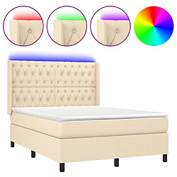 Sommier à lattes,Cadre à lattes de lit pour Adulte matelas et LED Crème 140x190 cm Tissu -MN94140