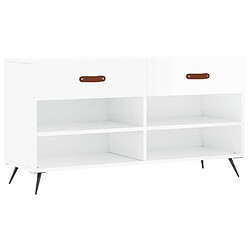 Maison Chic Banc à chaussures | Meuble de rangement à chaussures Meuble d'Entrée blanc brillant 102x35x55 cm bois d'ingénierie -MN45088