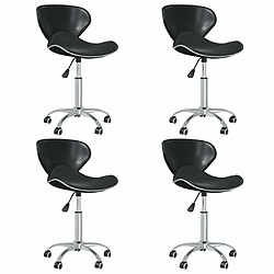 vidaXL Chaises pivotantes à manger lot de 4 Noir Similicuir