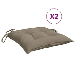 vidaXL Coussins de chaise lot de 2 taupe 40x40x7 cm tissu oxford