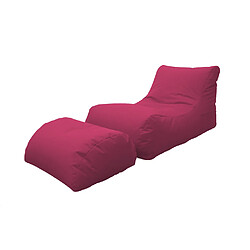 Alter Chaise longue de salon moderne, Made in Italy, Fauteuil avec repose-pieds en nylon, Pouf rembourré pour chambre, 120x80h60 cm, Couleur Fuchsia