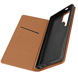 Avizar Housse pour Samsung Galaxy S24 Ultra Cuir Véritable Porte-carte Marron Clair