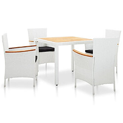 Maison Chic Salon de jardin 5 pcs - Table et chaises d'extérieur - Mobilier/Meubles de jardin Moderne résine tressée blanc -MN59053