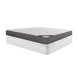 Vente-Unique Ensemble 180 x 200 cm sommier coffre blanc + matelas ressorts ensachés 5 zones accueil mémoire de forme ép.23cm - BABYLONE de YSMÉE