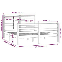 vidaXL Cadre de lit sans matelas bois massif 150x200 cm pas cher