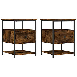 Maison Chic Lot de 2 Tables de chevet - Tables de Nuit chêne fumé 40x42x56 cm bois d'ingénierie