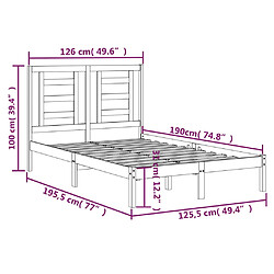 vidaXL Cadre de lit sans matelas 120x190 cm bois massif pas cher