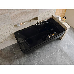 Vente-Unique Baignoire balnéo noire - 1 place - 140L - 150 x 75 x 54,5 cm - Angle droit - GAVINO