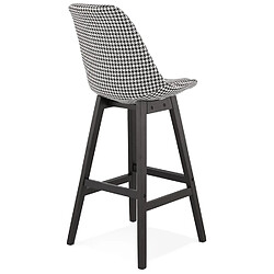 Acheter Alterego Tabouret de bar 'MORISS' en tissu pied de poule et pieds en bois noir