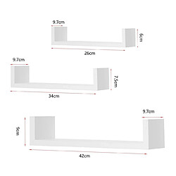 Helloshop26 Lot de 3 étagères murale en forme de U étagère CD DVD design rétro noir 19_0000614