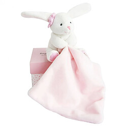 Doudou mouchoir boîte fleur Lapin Rose - Doudou et compagnie