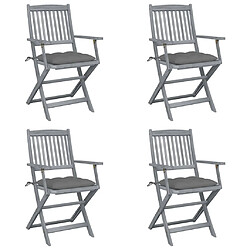 Maison Chic Lot de 4 Chaises pliables d'extérieur avec coussins | chaises de jardin | Fauteuil Relax Bois d'acacia -GKD14024