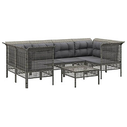 Avis Maison Chic Salon de jardin 7 pcs + coussins - Mobilier/Meubles de jardin - Table et chaises d'extérieur Gris Résine tressée -MN40769