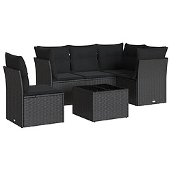 Maison Chic Salon de jardin 6 pcs avec coussins | Ensemble de Table et chaises | Mobilier d'Extérieur noir résine tressée -GKD69644