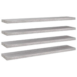 Maison Chic Lot de 4 Étagères murales,Étagère Rangement flottate gris béton 120x23,5x3,8cm MDF -MN63528