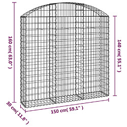 Acheter vidaXL Panier de gabions arqué 150x30x140/160 cm Fer galvanisé