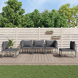 Maison Chic Salon de jardin 5 pcs + coussins - Mobilier/Meubles de jardin - Table et chaises d'extérieur anthracite résine tressée -MN54511