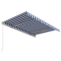 Avis vidaXL Auvent rétractable automatique 350x250 cm Bleu et blanc