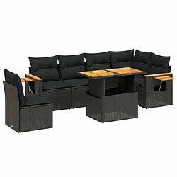 Maison Chic Ensemble Tables et chaises d'extérieur 7pcs avec coussins,Salon de jardin noir résine tressée -GKD234937