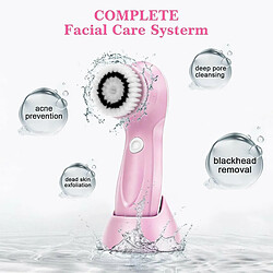 Chrono Brosse visage nettoyante 5 en 2,brosse nettoyant visage electrique nettoyant visage rechargeable imperméable - Brosse rotative pour le visage pour un nettoyage en profondeur et un massage,Rose