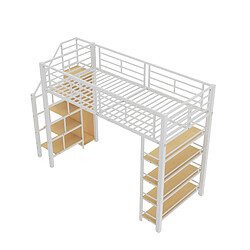 ComfortXL Lit Mezzanine 90 X 200 Cm, Avec Échelle De Sécurité, Espace De Rangement Et Petit Placard, Blanc