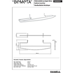 Bemeta - Maison De La Tendance Porte-serviettes double blanc RAWELL pour radiateur 60x6,9x21,5 cm