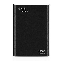 Wewoo Disques SSD externes 160 Go 2,5 pouces USB 3.0 Transmission haute vitesse Shell en métal Disque dur portable à semi-conducteurs ultra-mince léger Noir