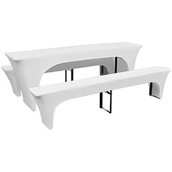 Decoshop26 3 Nappe pour table de brasserie et bancs extensible blanc 70 cm DEC022296