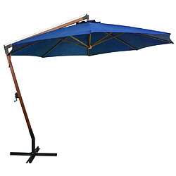 Helloshop26 Parasol suspendu avec mât 3,5 x 2,9 m bois de sapin bleu 02_0008707