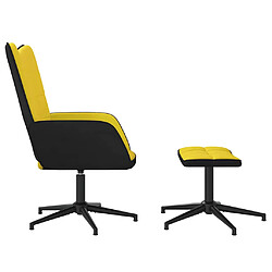 Avis vidaXL Chaise de relaxation et tabouret Jaune moutarde Velours et PVC