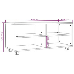 vidaXL Meuble TV sur roulettes Chêne fumé 90x35x35cm Bois d'ingénierie pas cher