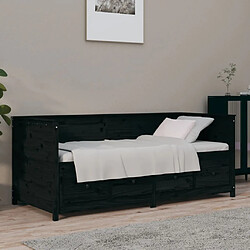 vidaXL Lit de jour sans matelas noir 90x190 cm bois de pin massif